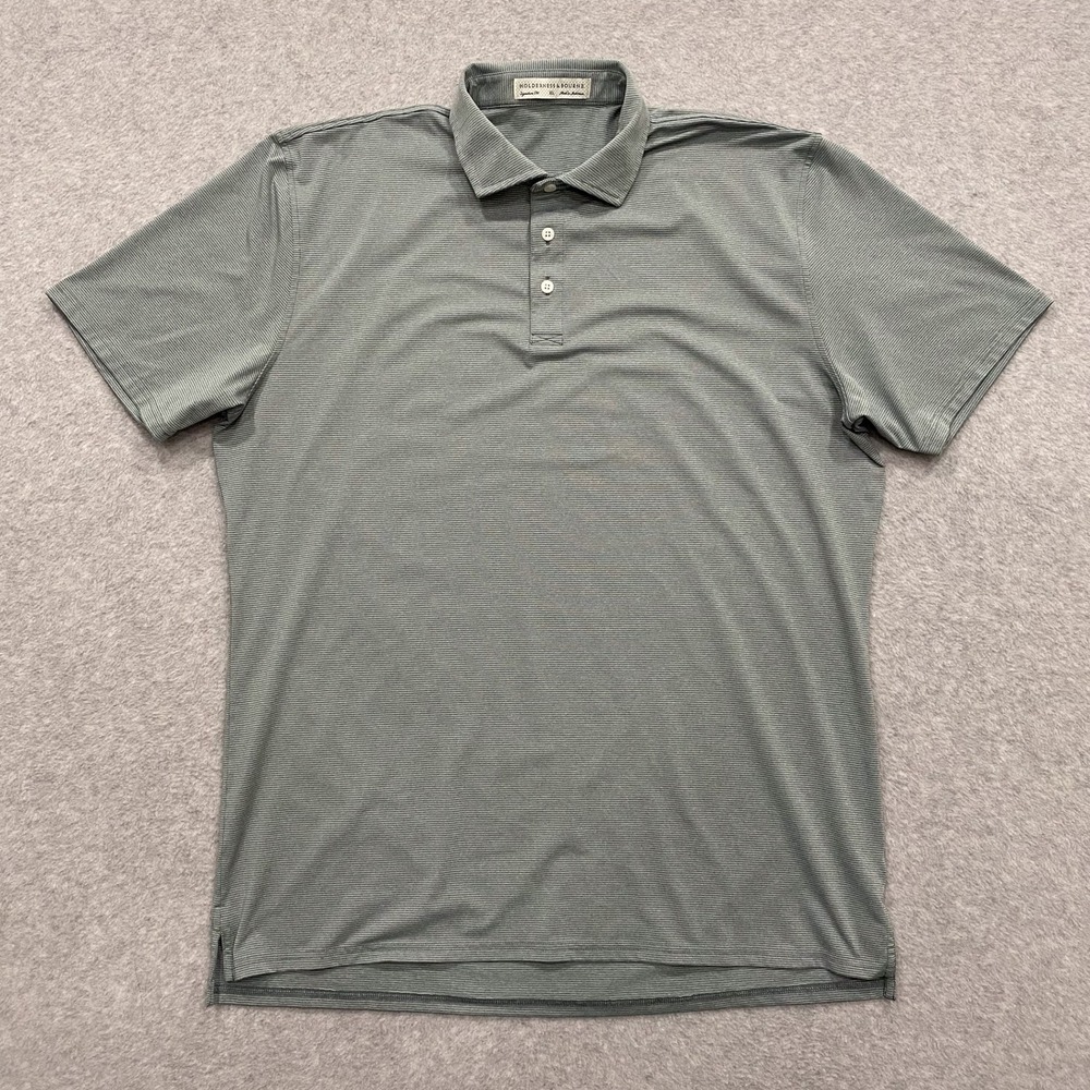 Holderness & Bourne Shirt Mens XL Heathered Ivy Striped The Holland Golf Polo